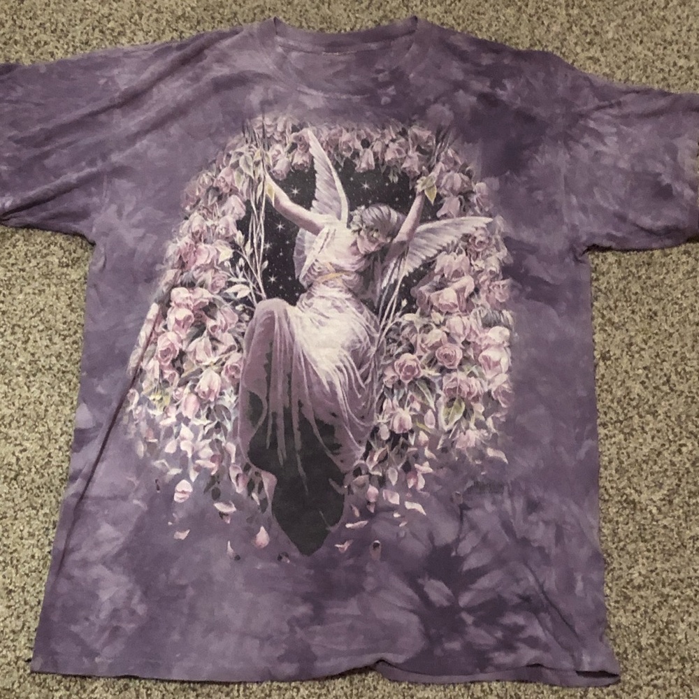 Y2K fairy grunge pastel tie dye fairy angel print tee
